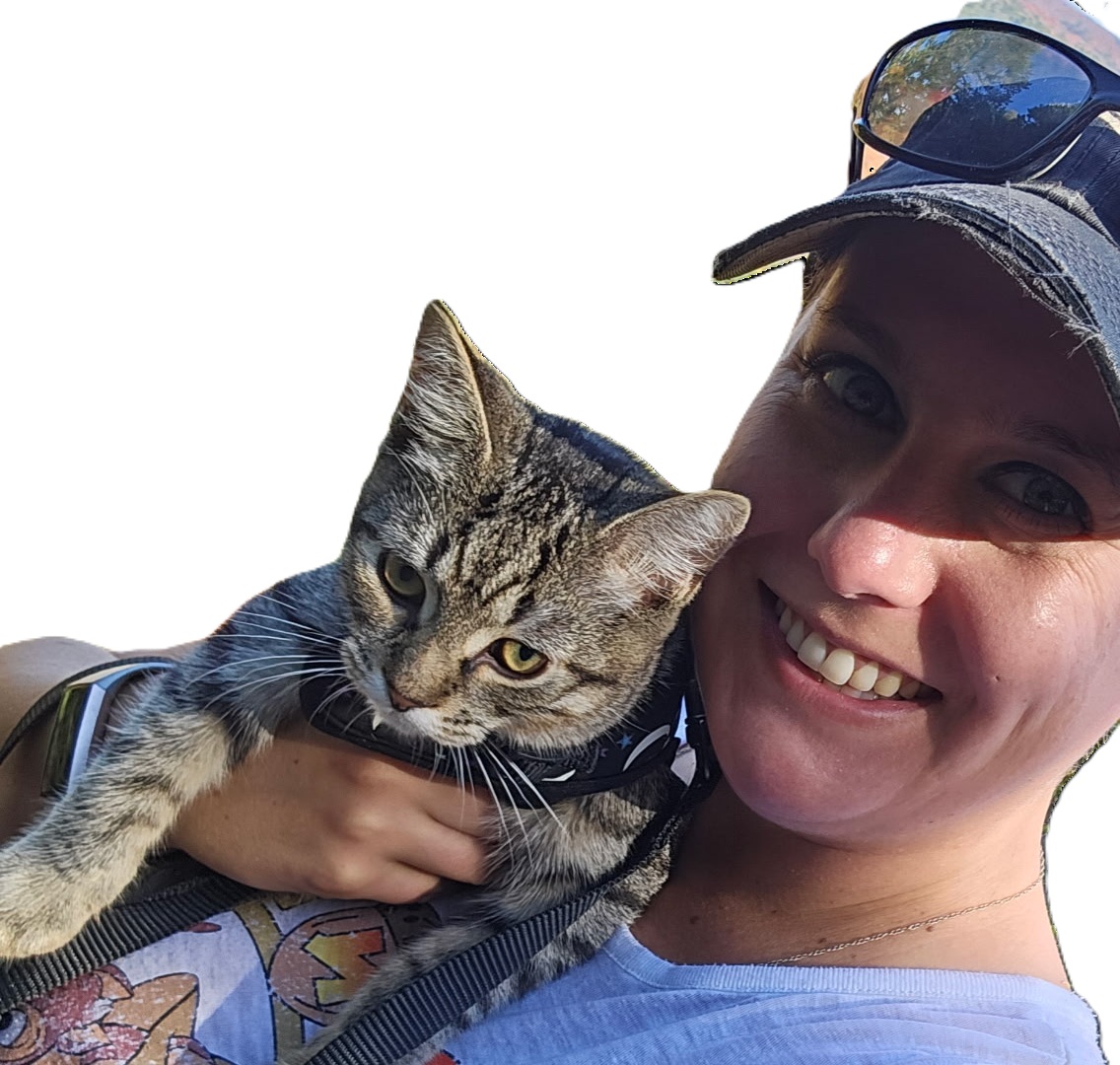 Jessica with tabby cat